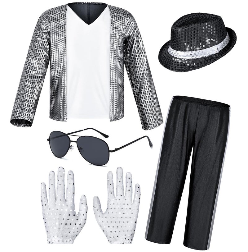 Dance Star Costume for Kids 80s 90s Pop Stage Cosplay Party Halloween Role Play 68 Years White Black