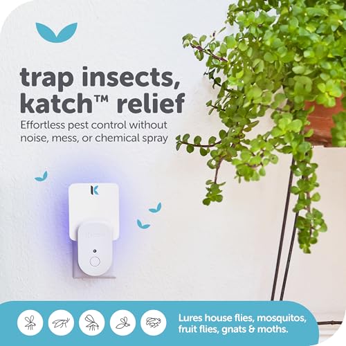 Katchy Plug-in Fly Trap Indoor – Blue Light Bug Catcher for Mosquito, Gnat, Fruit Fly & Small Moth – Chemical-Free & Eco-Friendly – All Indoor Areas: Kitchen, Living Room & Plants (2 Pack) - Image 2