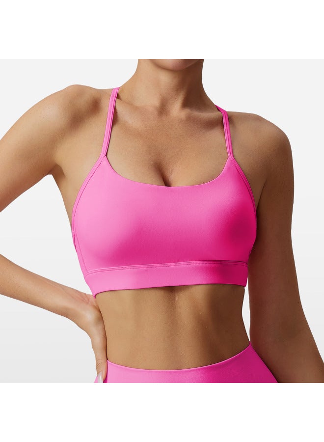 Lulu Nude-feel Sports Bra Women's Fitness Clothing Thin Shoulder Straps Shock-proof Quick-drying Yoga Wear Beautiful Back Running Bra Vest
