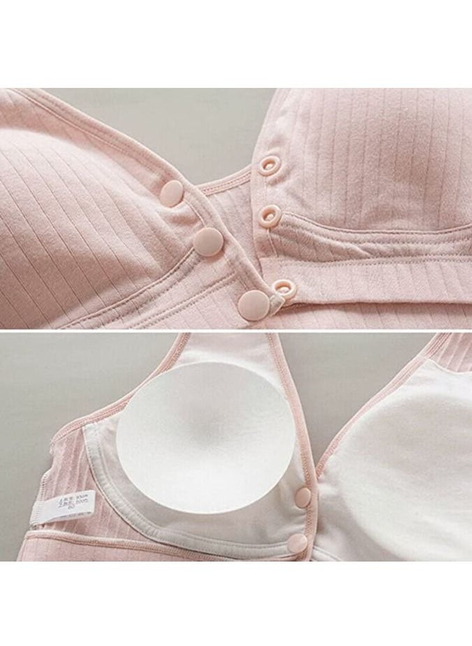 Rubik Nursing Bra for Women, Rubik Breast Feeding Maternity Front Button Closure Seamless Removeable Padded Smooth Wireless Pregnancy Sleeping Bra (X-Large) Beige  - Image 4