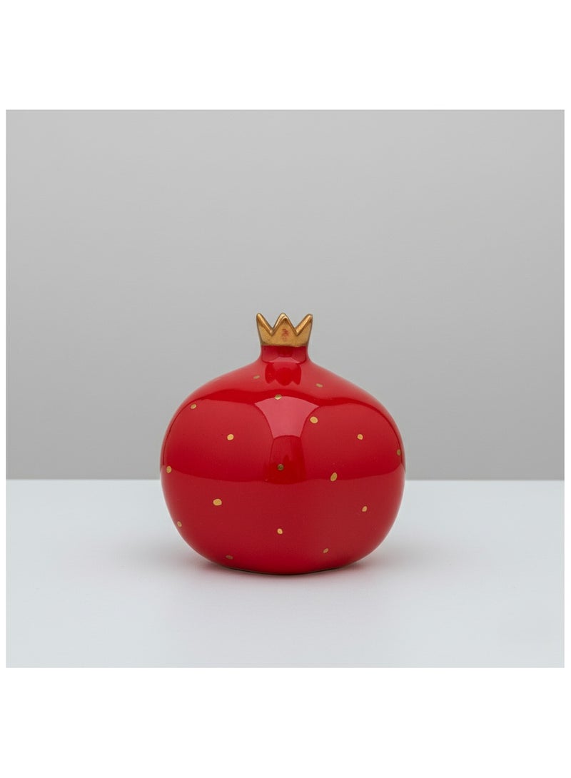 Tohfa Luxe Pomegranate Ceramic Vase – Deep Red | Hand-Painted Gold Detailing | 13 × 12 cm | Decorative Vase or Centerpiece - Image 2