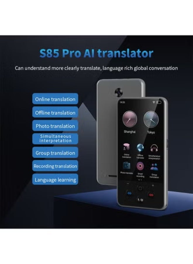 S85 Pro Black Translation Device with 4-Inch Screen - Supports Offline and Online Translation - Image 1