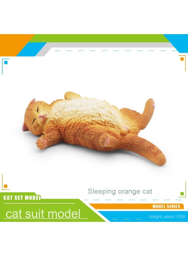 NIBEMINENT Realistic Cat Figures - Lazy Ginger Cat, Siamese Cat, Ragdoll Cat, Black Cat, Calico Cat Desktop Decor Toys