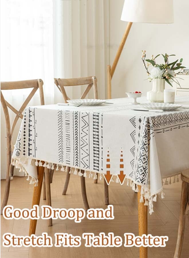 ثمانية فيبيهاوس غطاء طاولة طعام مفرش طاولة لطاولة الطعام، غطاء طاولة بدون تجاعيد مع شرابات، مفرش طاولة خارجي، مفرش طاولة مستطيل لحفلات تناول الطعام في المطبخ، أبيض، 140، 200 سم مفرش طاوله طعام - Image 3