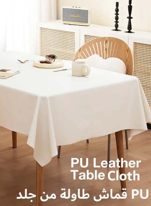 Table Cloth, 140 x 220 CM Elegant Creamy Color Tablecloth, Water and Oil Resistant Desk Cover for Dining Room