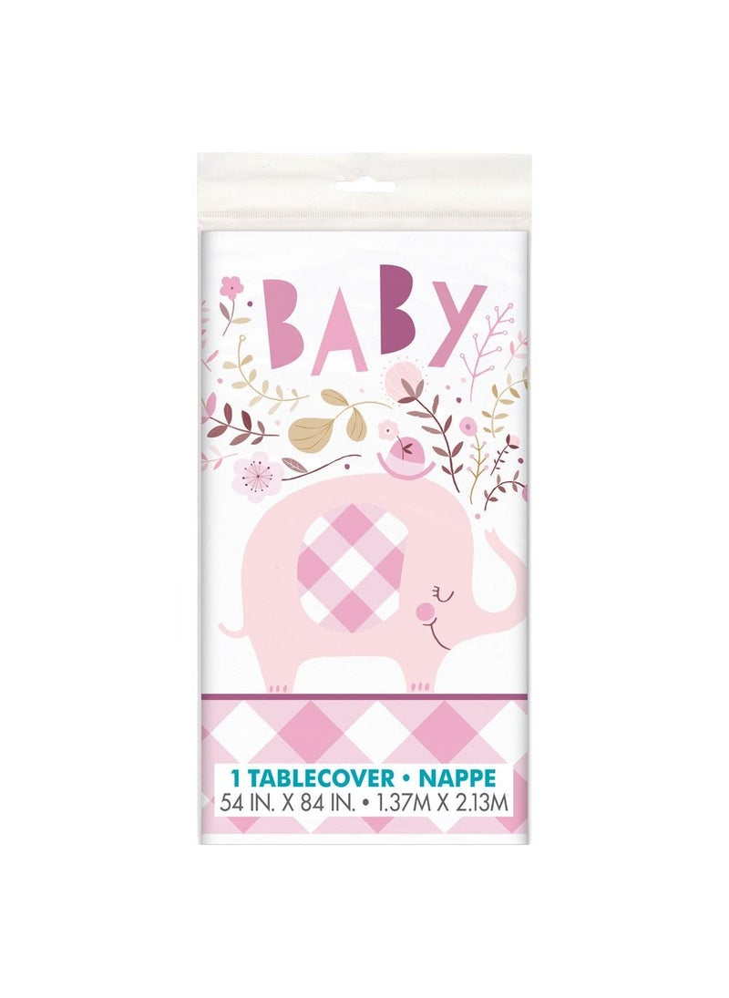 يونيك مفرش طاولة على شكل فيل لحفل استقبال المولود الجديد، وردي، 137×213 سم - Image 4