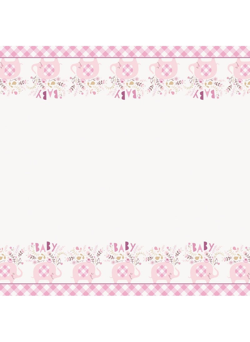 يونيك مفرش طاولة على شكل فيل لحفل استقبال المولود الجديد، وردي، 137×213 سم - Image 3