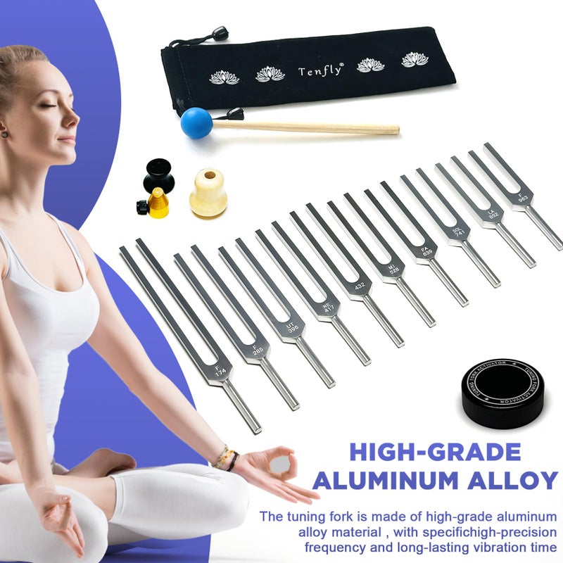 TENFLY Solfeggio Tuning Fork Set - 10 Silver Tuning Forks Perfect for DNA Healing with Exquisite Aluminum Gift Box (174 Hz, 285 Hz, 396 Hz, 417 Hz, 432Hz, 528 Hz, 639 Hz, 741 Hz 852 Hz, 963 Hz) - Image 5