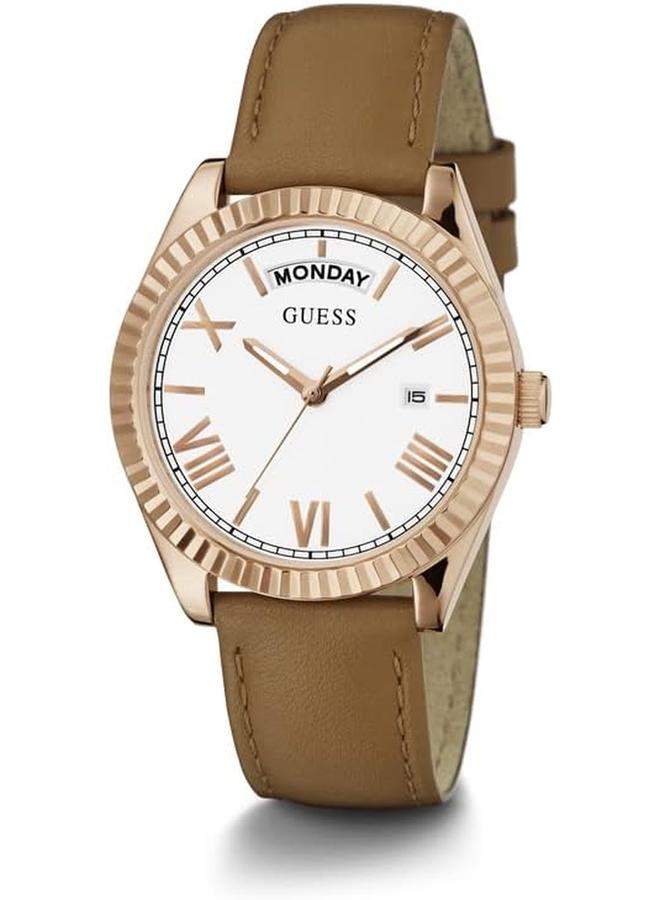 جس ساعة تناظرية بمينا أبيض للنساء Gw0357L2 - Image 4