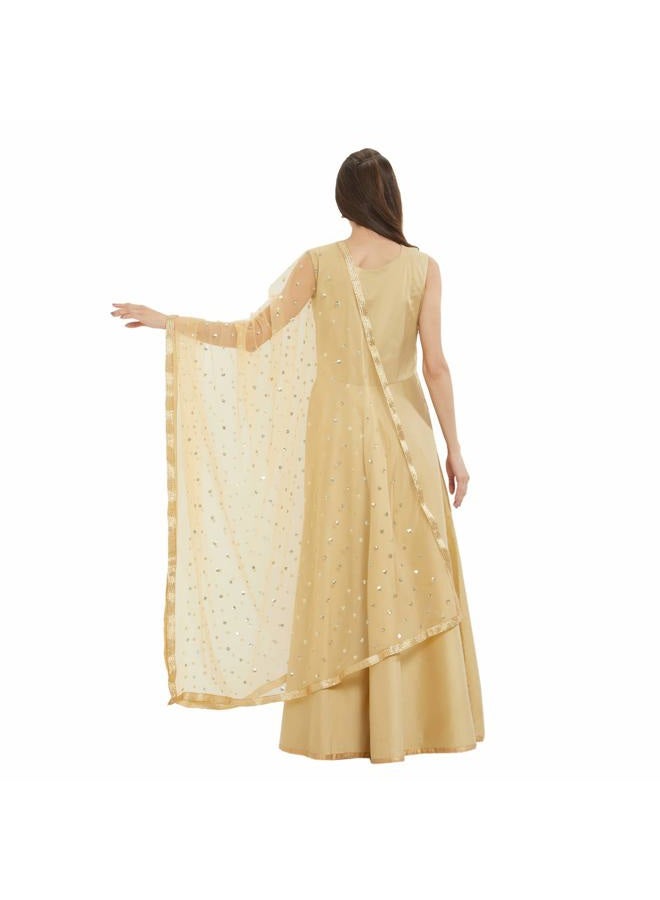 DUPATTA BAZAAR دوباتا بازار دوباتا نسائي مزخرف بلون البيج من الشبك - Image 2