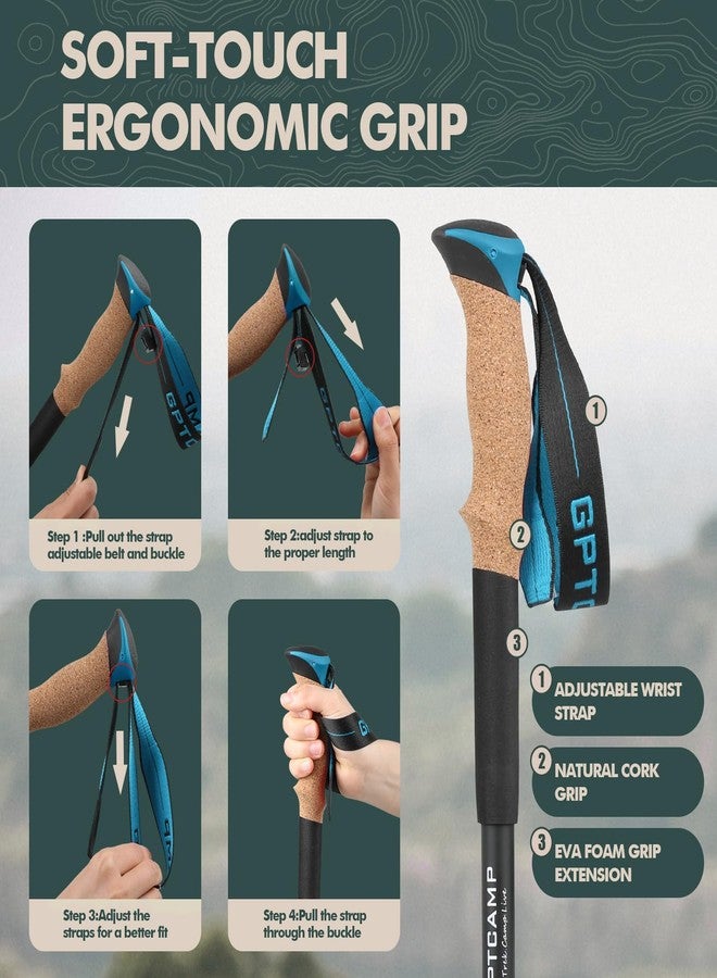 GPTCAMP Walking Sticks,Trekking Poles Collapsible Hiking Poles,Lightweight Folding Travel Walking Sticks for Men Women,2pc Adjustable Hiking Sticks with EVA Foam Grips for Backpacking,Blue - Image 5