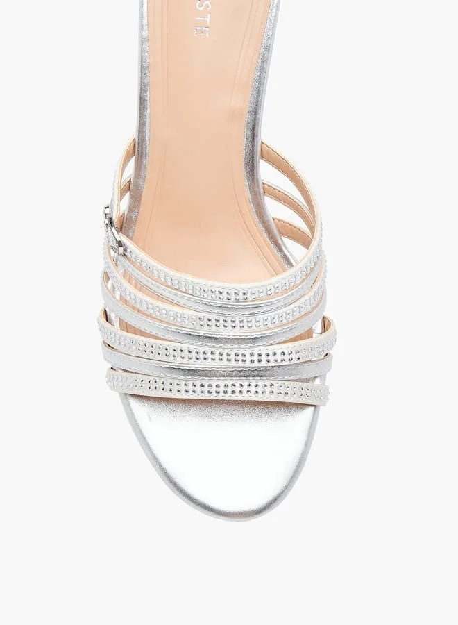Celeste Womens Diamante Wedge Sandals With Slip On Closure