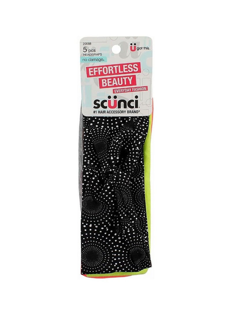 Scunci Effortless Beauty Wide Stretch Basic  Bright Head wraps 5 Pieces Multicolor - Image 1