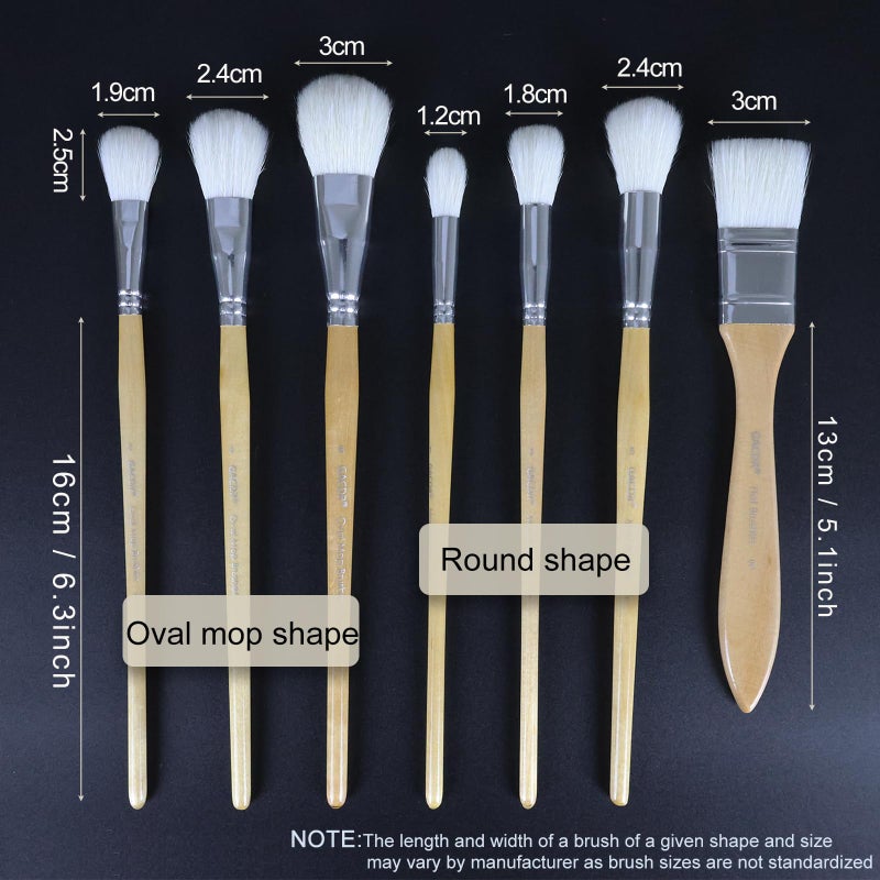 GACDR Gilding Brush Set, 7 Pieces Versatile Goat Hair Blending Mop Brushes for Acrylic Painting Wartercolor Foil Gold Leaf Flakes Sheets - Image 2