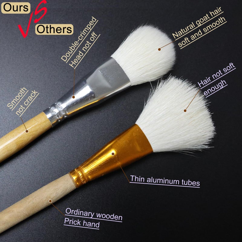 GACDR Gilding Brush Set, 7 Pieces Versatile Goat Hair Blending Mop Brushes for Acrylic Painting Wartercolor Foil Gold Leaf Flakes Sheets - Image 4