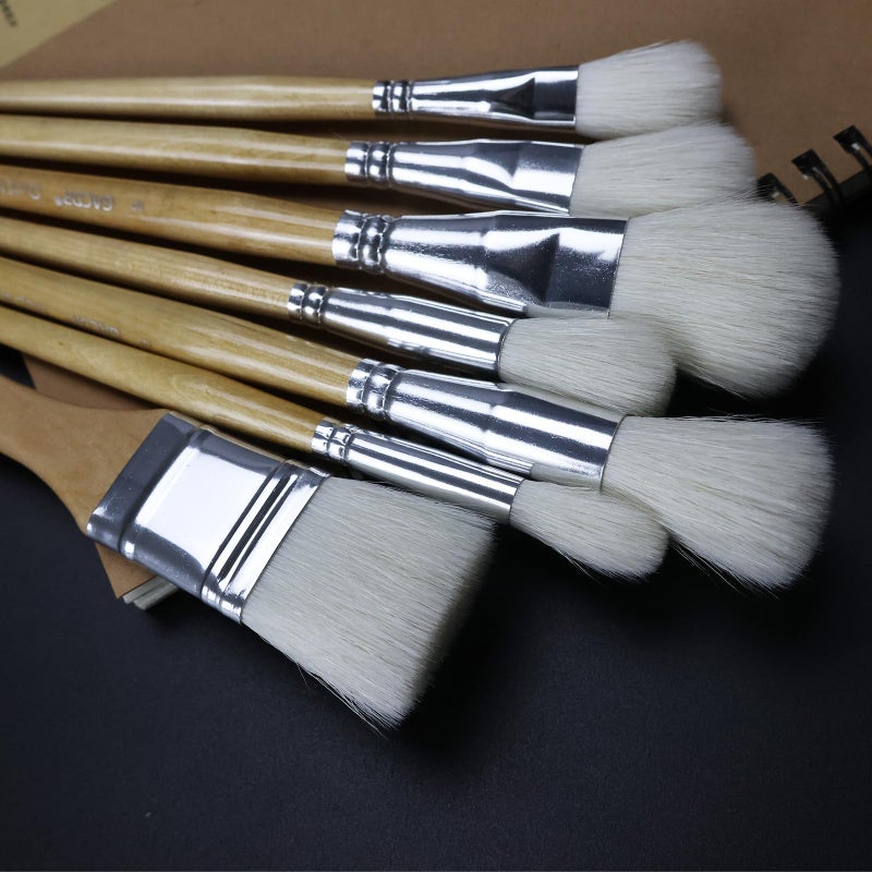GACDR Gilding Brush Set, 7 Pieces Versatile Goat Hair Blending Mop Brushes for Acrylic Painting Wartercolor Foil Gold Leaf Flakes Sheets - Image 5