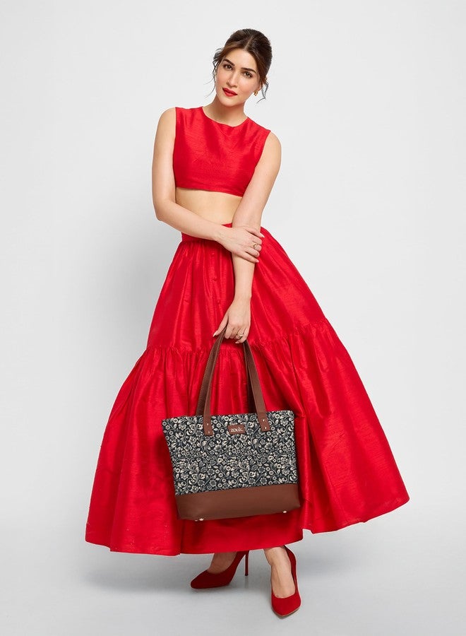 ZOUK حقيبة كتف وحقيبة يد نسائية من زوك مصنوعة يدوياً بنقشة زهور، مناسبة للعمل والجامعة - Image 2