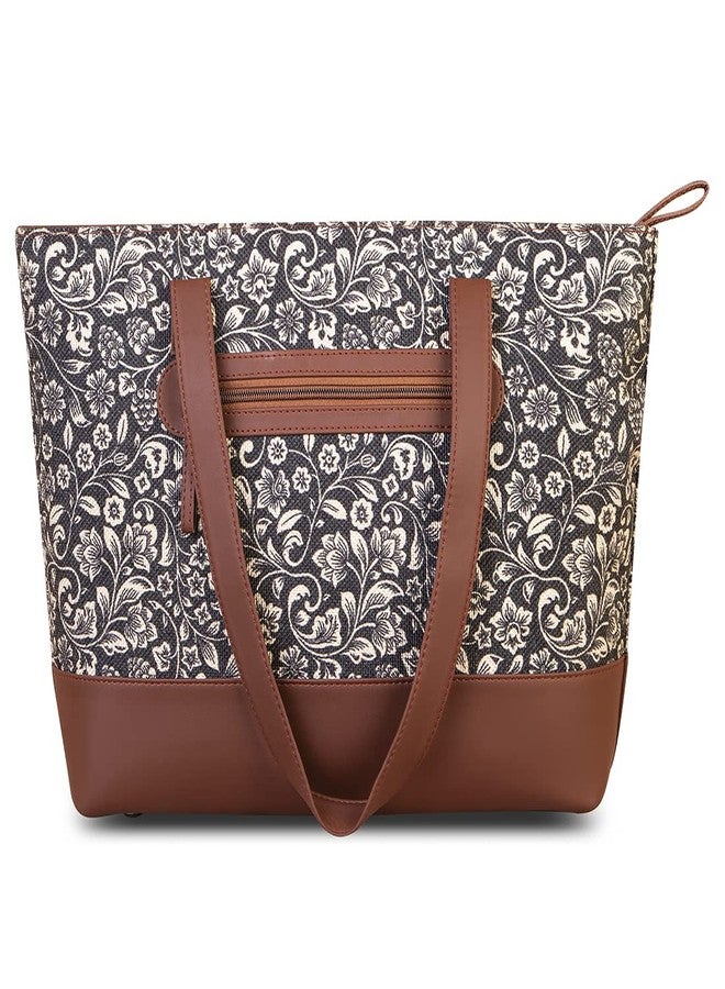 ZOUK حقيبة كتف وحقيبة يد نسائية من زوك مصنوعة يدوياً بنقشة زهور، مناسبة للعمل والجامعة - Image 5