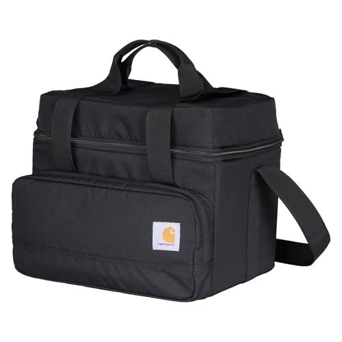 Carhartt Insulated Two Compartment Cooler Durable Water Repellent Material WFront Zippered Pocket for Camping Beach Travel 24 Can Black - Image 1