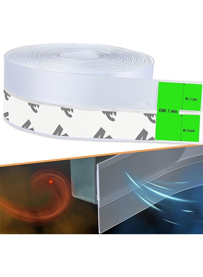 اتش واي ختم الباب قطاع الطقس ، أسفل شريط الباب للاصق ملصق ختم السيليكون للباب وفجوة الباب والنافذة سيليكون مضاد للتصادم 5 م / 16 قدم (35 مم ، شفاف) - Image 1
