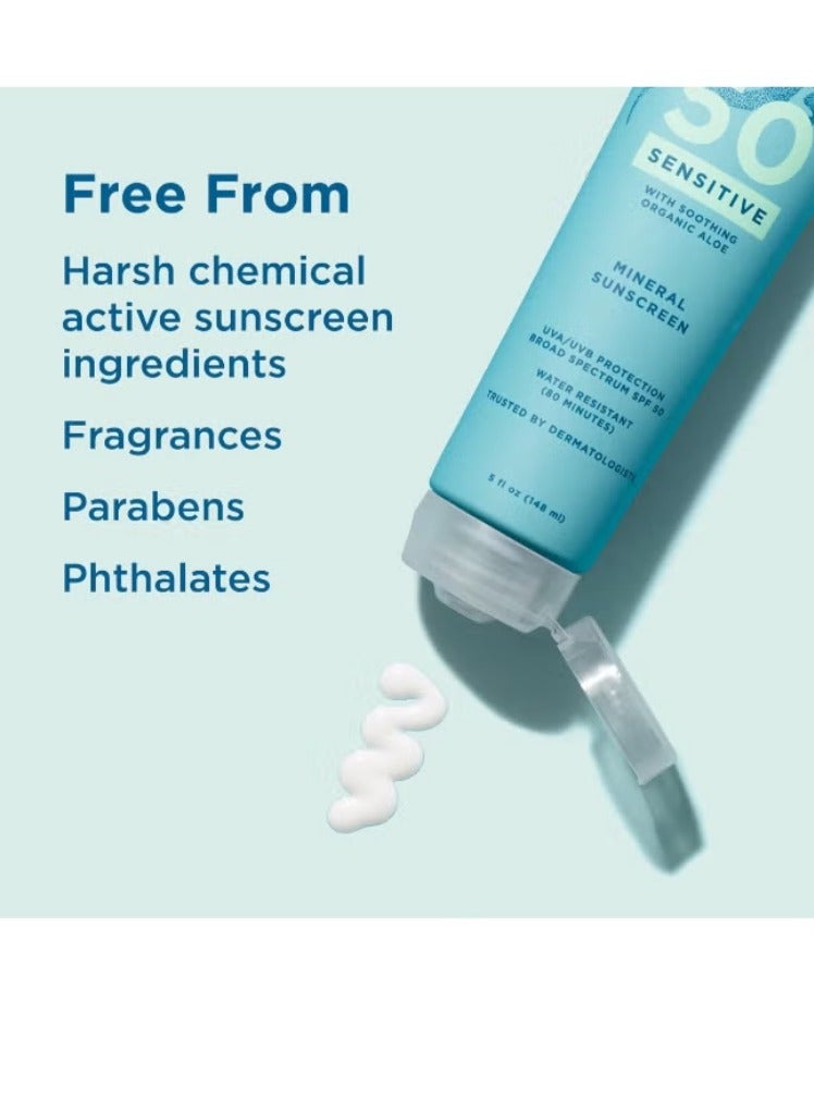 Blue Lizard Sensitive Mineral SPF 50 Sunscreen Lotion, 100% Mineral Sunscreen, UVA/UVB Protection, Infused with organic Aloe Vera, Soothes and Hydrates, 5 fl oz - Image 4