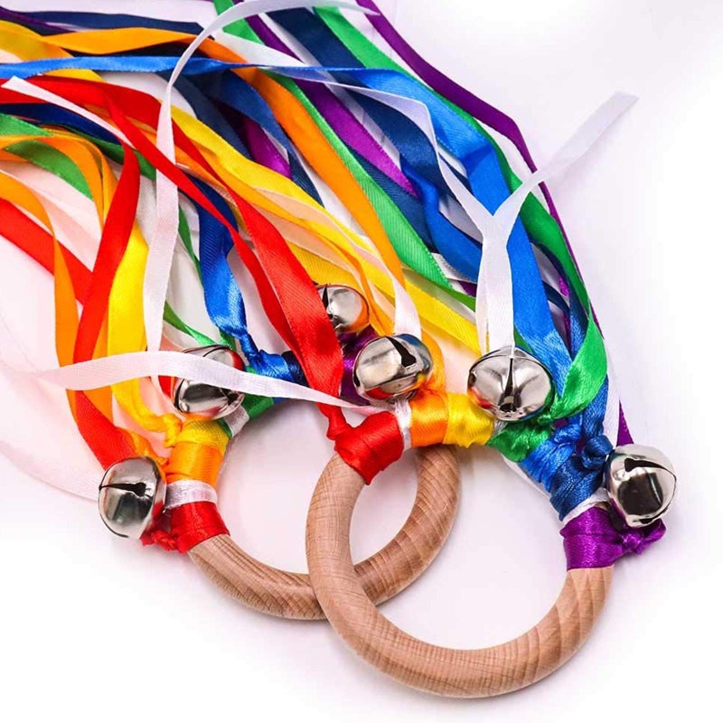 TANOFAR Montessori Toy Hand Kite Baby Sensory Toy Sensory Ribbon Toy Waldorf Toy Wooden Baby Toys Wooden Toddler Toys Rainbow Hand Kite - Image 3