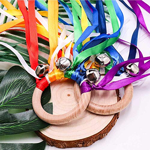 TANOFAR Montessori Toy Hand Kite Baby Sensory Toy Sensory Ribbon Toy Waldorf Toy Wooden Baby Toys Wooden Toddler Toys Rainbow Hand Kite - Image 5