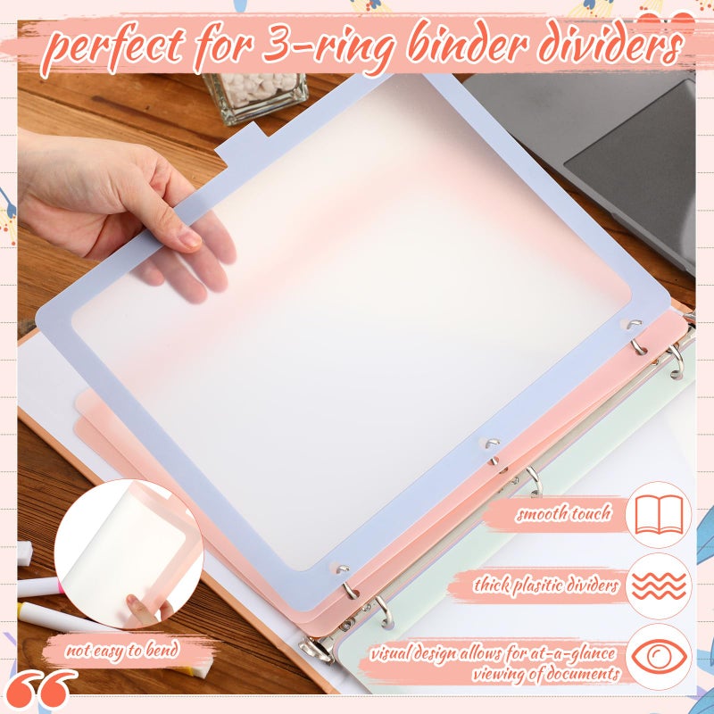Chivertion 4 Sets 8 Tab Binder Dividers for 3 Ring 8.5 x 11 Inch Plastic Binder Dividers with Tabs Multicolor Letter Size Page Organizer 3 Hole Punch Clear File Organizer for School - Image 3