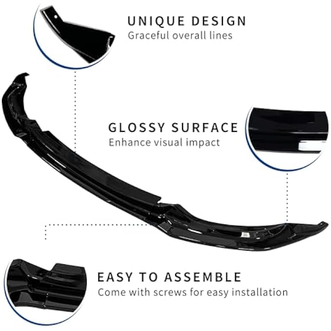 XPHAZZ Front Bumper Lip Compatible with BMW (2015-2020) F80 M3 F82 F83 M4 Splitter MP-Style ABS Gloss Black - Image 4