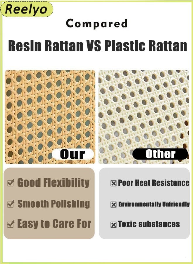 Reelyo Solid Wood Frame Armchair Multifunctional Accent Chair Rubberwood Artificial Cowhide Seat Cushion Mid Century Modern Style With High-Density Rebound Sponge Handcrafted Padded Back With Rattan Suitable For Home Office Living Room Dining Room Bedroom Reading Room Kitchen, Brown - Image 4