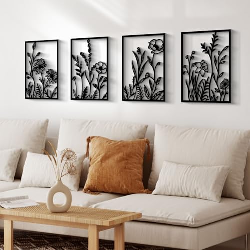 Glamativity Large 4 Pcs Colorful And Black DoubleSided Gold Leaf Metal Wall Art 225 x 157 Botanical Abstract Wall Dcor Metal Leaf with Frame 3D Textured Sculptures Modern Wall Art With Ginkgo Biloba Design for Living Room Bedroom Bathroom Study L Size 225 x 157 - Image 3