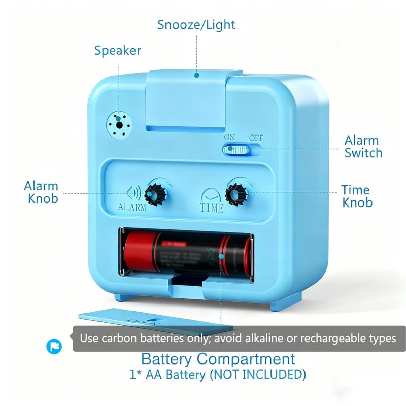 AMIR Analog Alarm Clock, Silent Non Ticking Small Clock, Travel Alarm Clock with Snooze & Light, Ascending Beep Sounds, Battery Operated Loud Alarm Clock for Bedroom, Bedside, Desk - Image 2