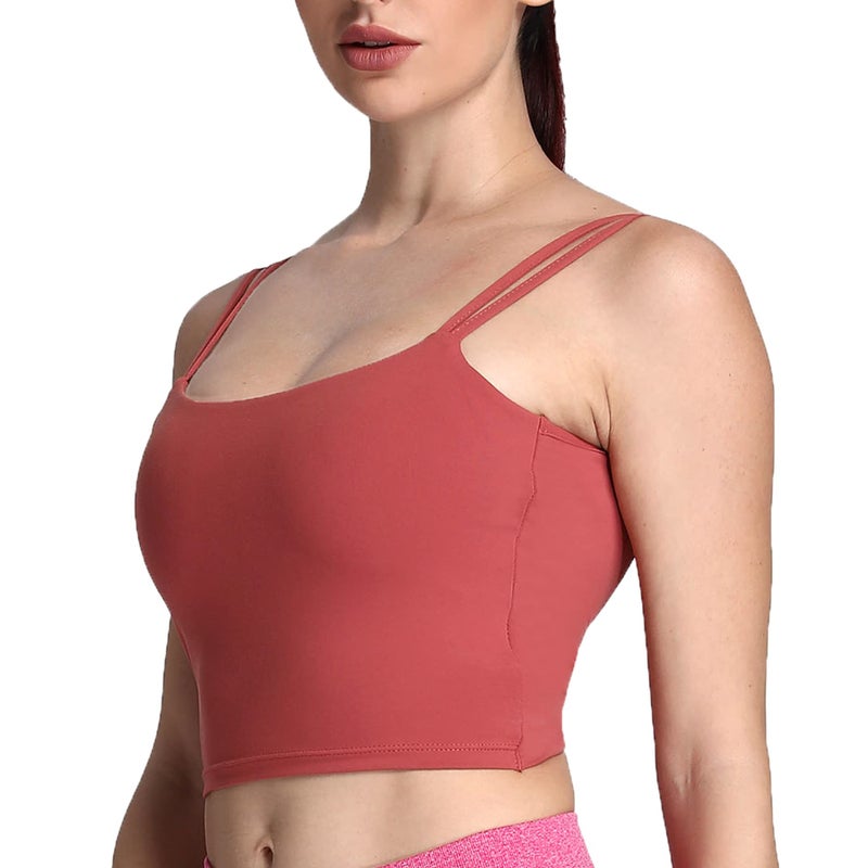 Aoxjox Women's Workout Sports Bras Fitness Padded Backless Yoga Crop Tank Top Twist Back Cami (Rust Red, Small) - Image 3