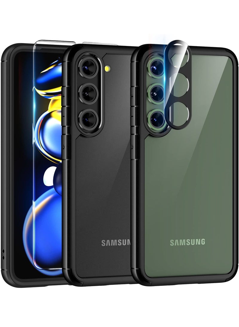 Generic For Samsung Galaxy S24 Plus Case, TPU Soft Film Screen Protector X2, Tempered Glass Camera Protector X2, Slim Fit Transparent Mobile Phone Back Cover 5-in-1 Full Body Protetive Accessorise  - Image 1