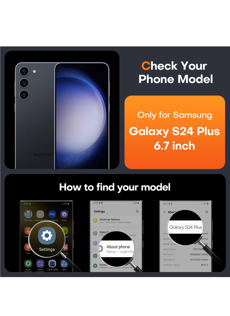 Generic For Samsung Galaxy S24 Plus Case, TPU Soft Film Screen Protector X2, Tempered Glass Camera Protector X2, Slim Fit Transparent Mobile Phone Back Cover 5-in-1 Full Body Protetive Accessorise  - Image 2
