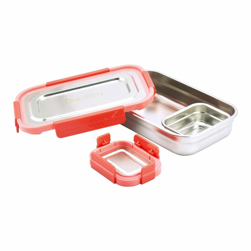 DUBBLIN DUBBLIN Dineout Sr. Stainless Steel Lunch Box Insulated Airtight Spill Proof, sabzi Container Inside, 1000 ml, Pink - Image 4