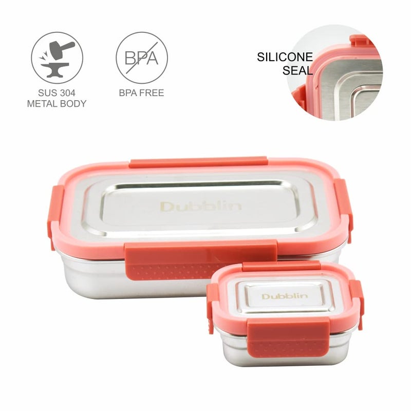 DUBBLIN DUBBLIN Dineout Sr. Stainless Steel Lunch Box Insulated Airtight Spill Proof, sabzi Container Inside, 1000 ml, Pink - Image 3