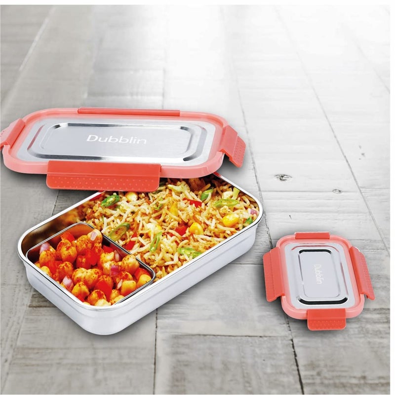 DUBBLIN DUBBLIN Dineout Sr. Stainless Steel Lunch Box Insulated Airtight Spill Proof, sabzi Container Inside, 1000 ml, Pink - Image 5