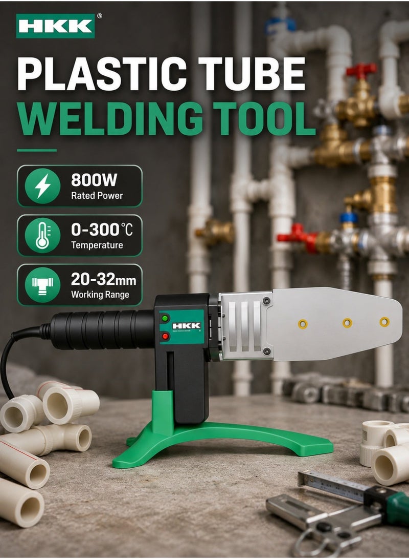 HKK Plastic Tube Welding Tool 800W, 20-32mm Pipe Welding Machine, 0-300℃ Temperature, 220V Electric PPR PB PE PEX Pipe Fusion Welder with Single Teflon Coating - Image 1