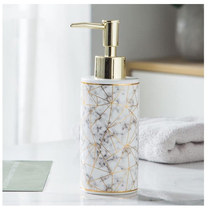 SOAP DISPENSER FOR BATHROOM AND KITCHEN FOR LIQUID HANDWASH CERAMIC 300 ML WHITE