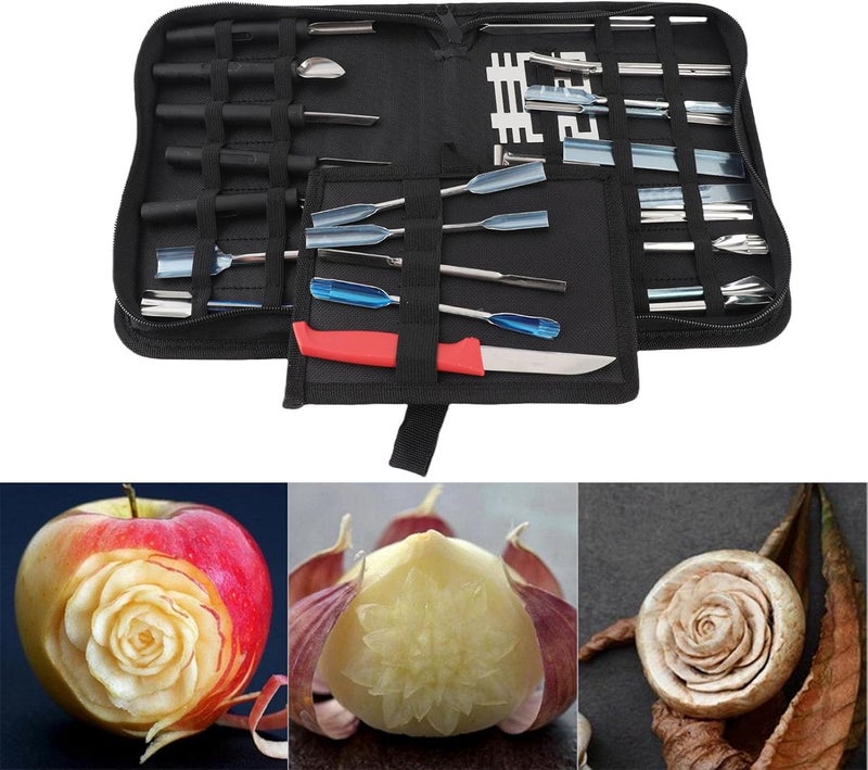 46Pcs Carving Tools Kit, Fruit Vegetable Food Chisel Cutting Knife Set, Portable Case, for Chefs, Caterer, Hobbyists - Image 2