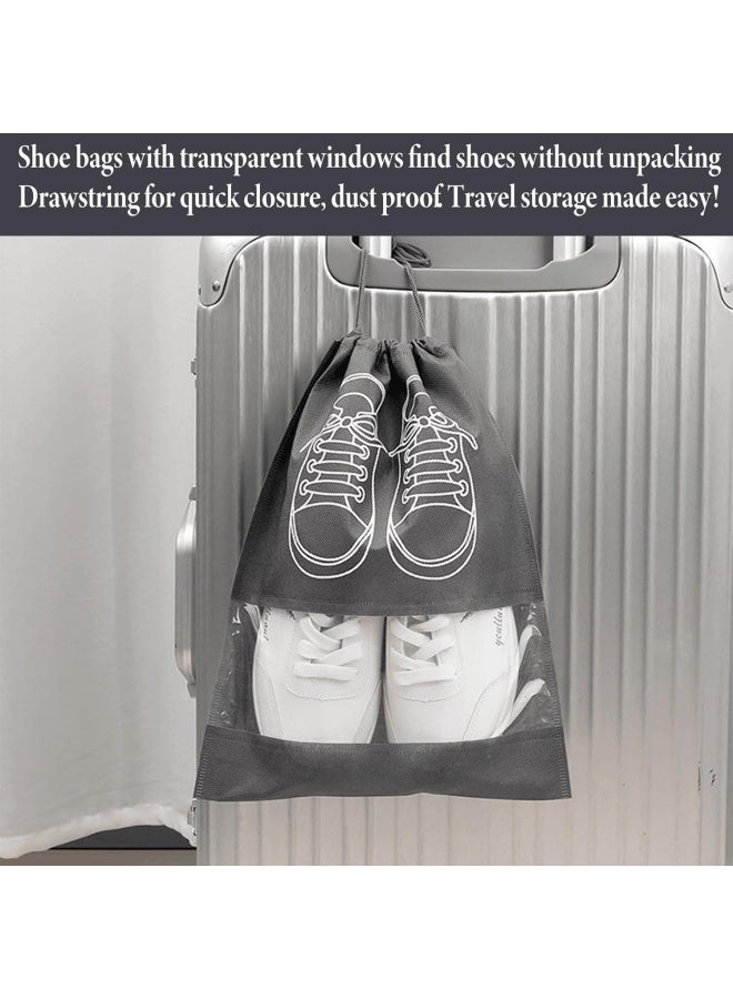 10 PCS Non-Woven Drawstring Shoe Storage Bags with PVC Window - Breathable Dust-Proof Organizer for Closet, Travel 44x32centimeter - Image 3
