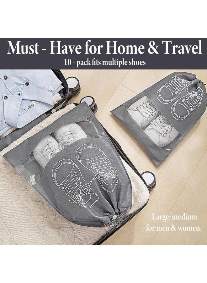 10 PCS Non-Woven Drawstring Shoe Storage Bags with PVC Window - Breathable Dust-Proof Organizer for Closet, Travel 44x32centimeter - Image 4