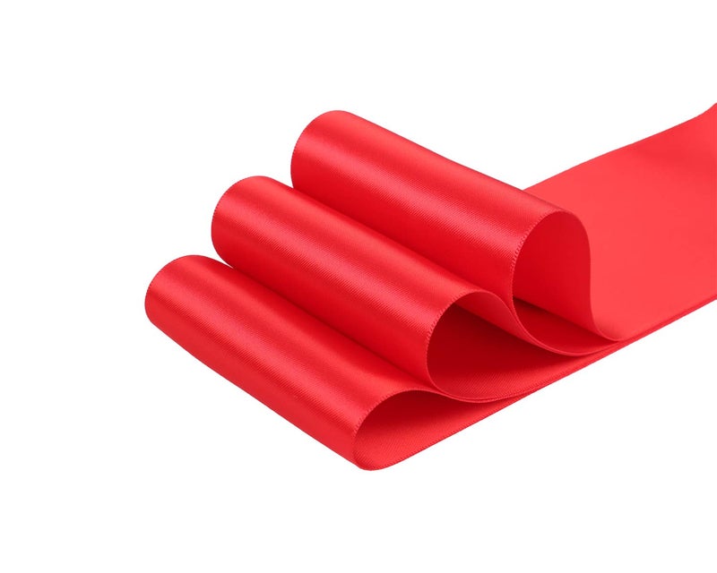 Ribbonitlux 3" Wide Double Face Satin Ribbon 5 Yards (250-Red）, Set for Gift Wrapping, Party Decor, Sewing Applications, Wedding and Craft - Image 2