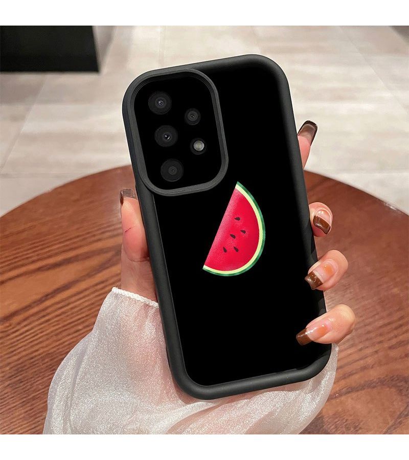 Pure Black Background Half Slice Watermelon Summer Fruit Minimalist Pattern TPU Case For Samsung Galaxy S23 Ultra Compatible With S24 S23 S22 Ultra 5G S21 FE 5G A55 5G A54 5G A53 5G A35 5G A15 5G - Image 1