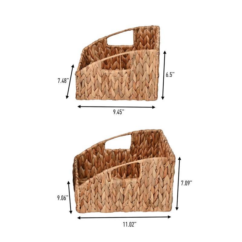 happimess BSK1007A-2SET Havanah Southwestern Hand-Woven Hyacinth Slanted Nesting Wicker Baskets with Handles, Seagrass Container for Decoration in Living Room, Bedroom, Closet, Natural (Set of 2) - Image 3