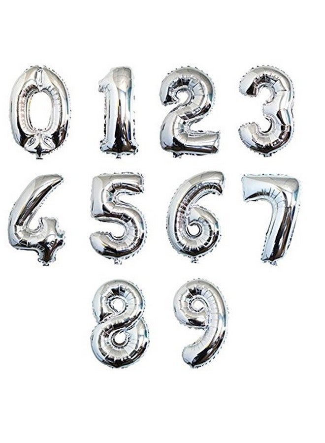 سيمبل بوليمر بالونات فضية مقاس 16 بوصة بأرقام 0-9 بالونات رقائق معدنية بالونات مايلار لتزيين الحفلات ومستلزمات الحفلات