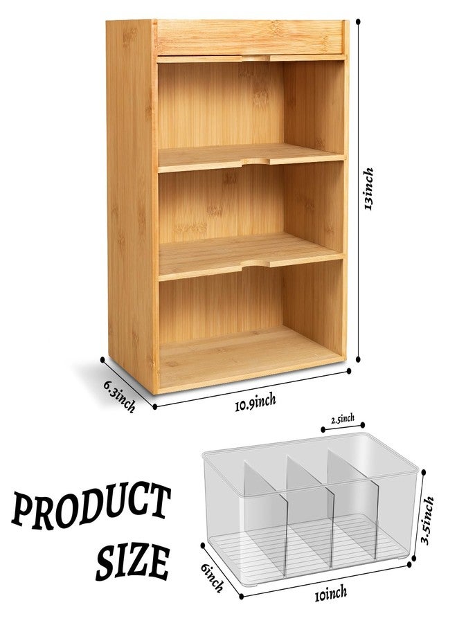 TIMIEEYA Tea Bag Organizer - Bamboo Tea Storage With Drawer 3 Layer, Organizer for Tea Bags Natural Wood & Acrylic for Countertop Office Kitchen Cabinet Pantry - Image 3