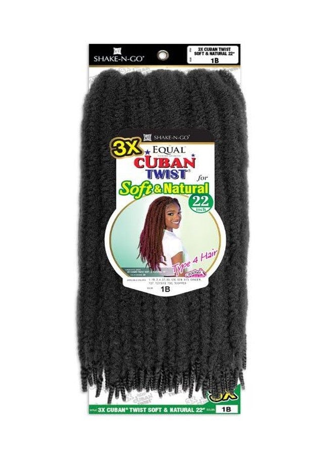 SHAKE-N-GO 3x Cuban Twist Soft & Natural 22" (1-PACK) (OFF BLACK 1B) - Image 1