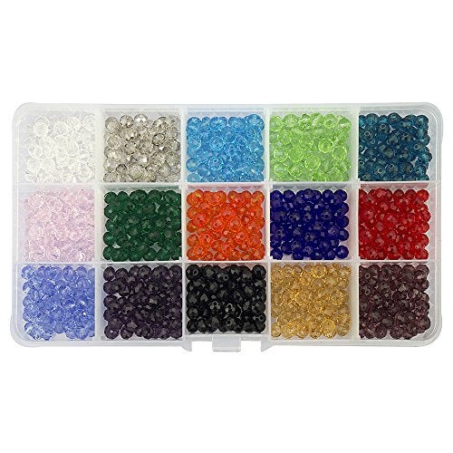LolliBeads (TM) Wholesale Mix Lot 6 mm Briolette Faceted Rondelle Crystal Glass Beads for Jewelry Making with Container Box (750 pcs) - Image 4